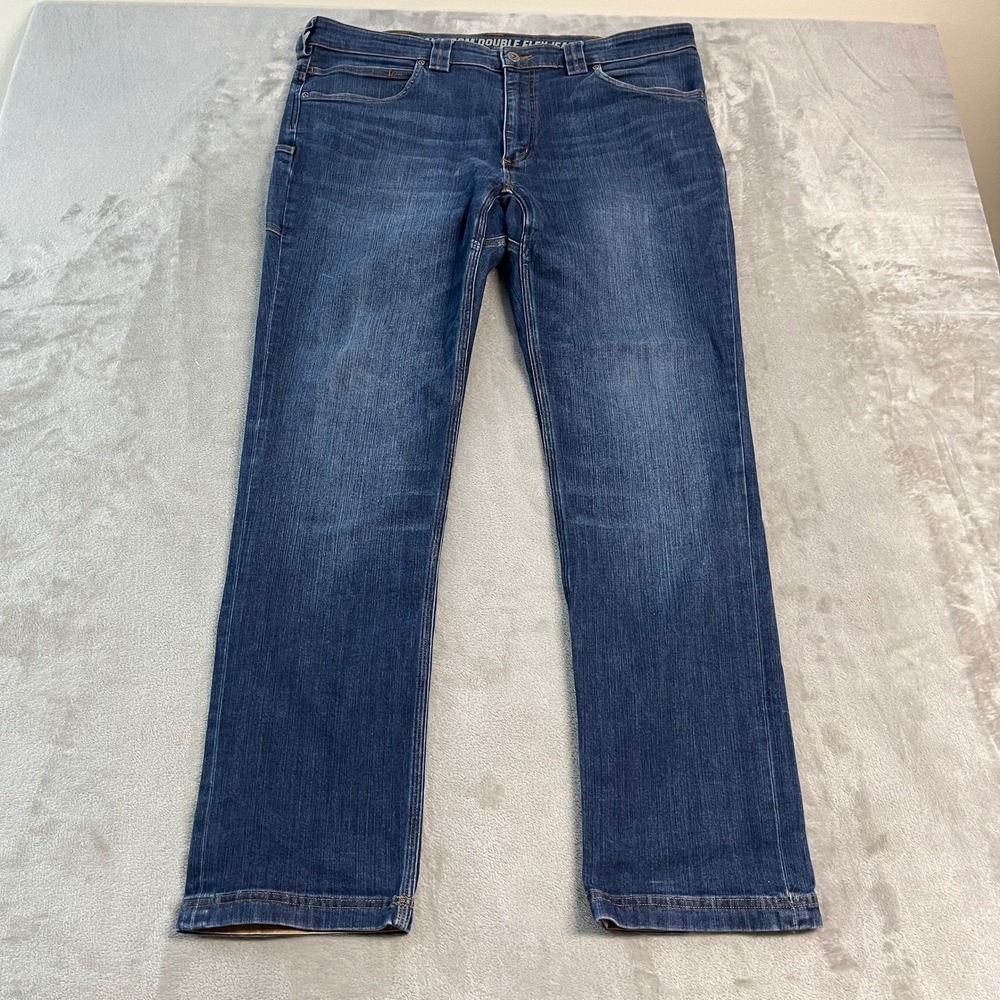 Duluth Trading Ballroom Double Flex Slim Fit Jeans 38x34 Blue Denim Mens Work